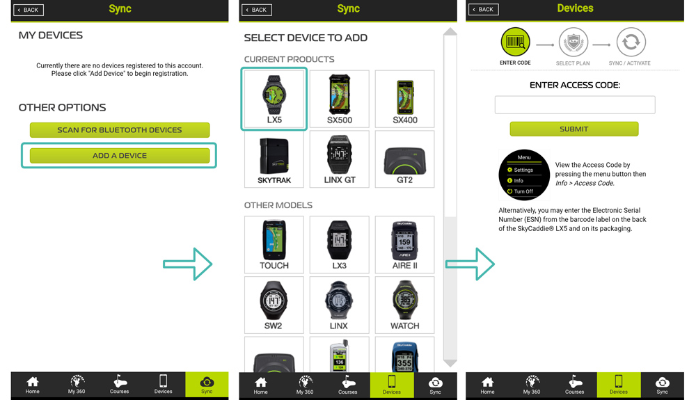 skycaddie lx5 sync